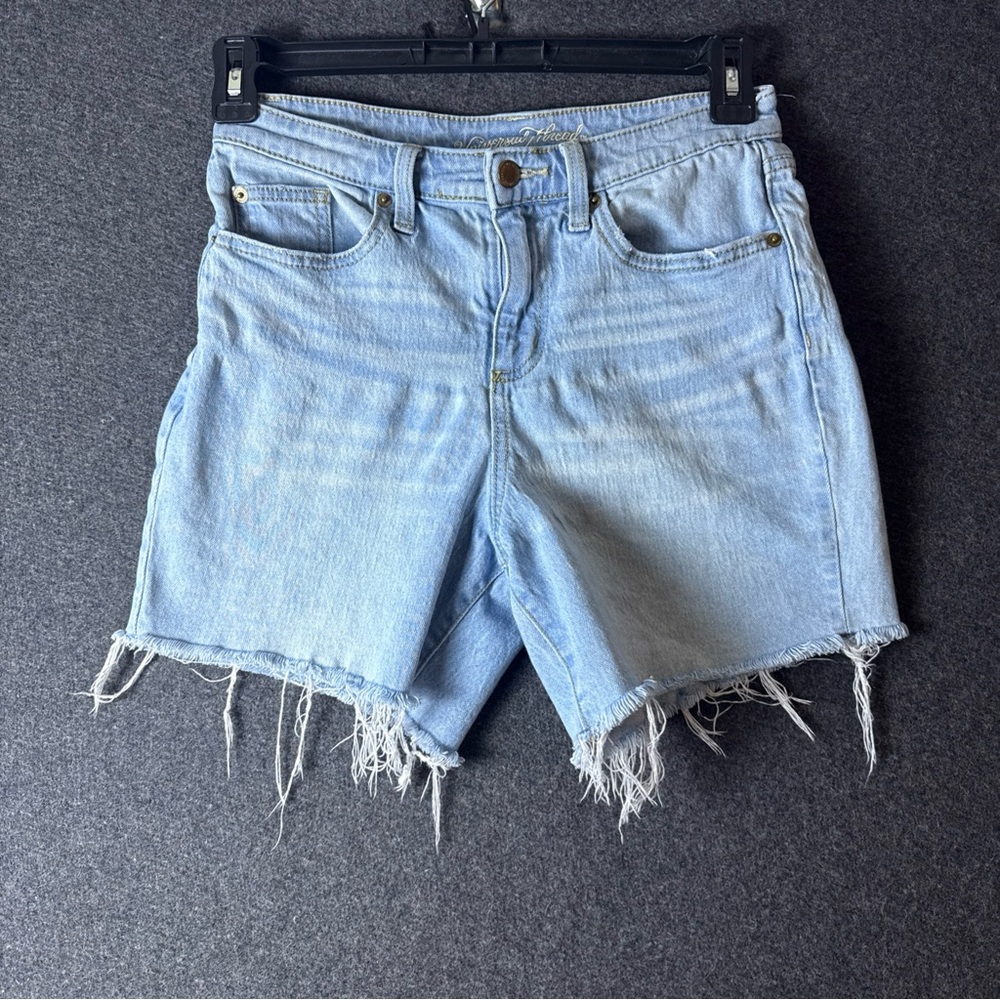 UNIVERSAL THREAD WOMENS 4 JEAN SHORTS DENIM CUT OFF HIGH WAIST FRAY RAW HEM 5''